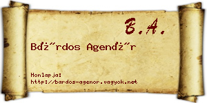 Bárdos Agenór névjegykártya